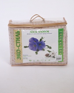 Одеяло Эко-стиль 300г/м2 (синтетическое волокно с добавлением льняных волокон/перкаль хлопок 100%)