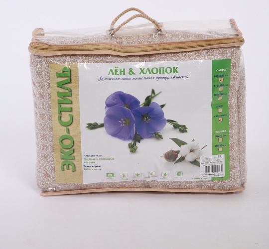 Одеяло Эко-стиль 300г/м2 (синтетическое волокно с добавлением льняных волокон/перкаль хлопок 100%)