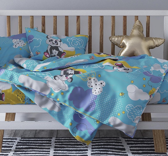 Постельное белье детское (ясли) с одной наволочкой 60х60 (бязь ГОСТ набивная, 140г/м2), расцветка ассорти