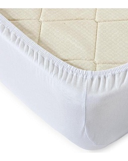 Простыня на резинке трикотажная, кулирная гладь, 120г/м2, белая