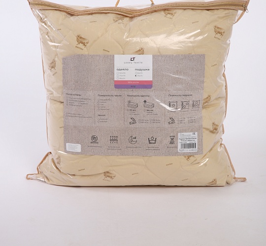 Подушка 70х70 Овечка (внешний слой: синтетическое волокно с добавлением шерсти, наполнитель: искусственный лебяжий пух, чехол: тик смесовый)