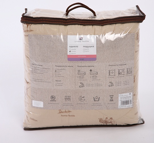 Одеяло Верблюд 300г/м2 (синтетическое волокно с добавлением шерсти/тик смесовый)