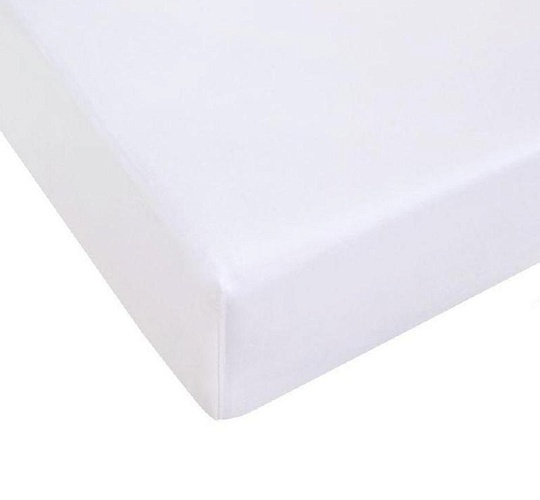 Простыня на резинке трикотажная, кулирная гладь, 120г/м2, белая