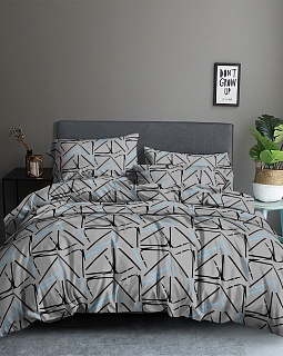 Постельное белье Евро с двумя наволочками 50х70 (полисатин набивной, 80г/м2), расцветка ассорти