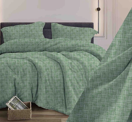 Постельное белье бязь набивная 120г/м2, Контур зеленый