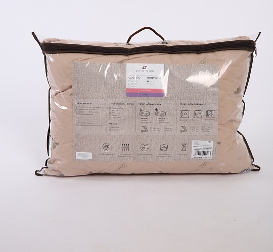 Подушка 50х70 Верблюд (внешний слой: синтетическое волокно с добавлением шерсти, наполнитель: искусственный лебяжий пух, чехол: тик смесовый)