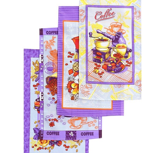 Набор полотенец вафельных Кофе, 35х60 см, 4 штуки в упаковке