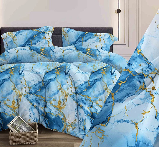 Постельное белье бязь набивная 120г/м2, Мрамор бирюза