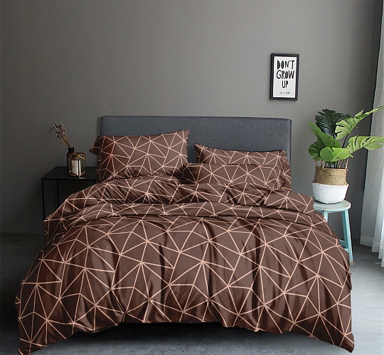 Постельное белье 2-спальное с двумя наволочками 50х70 (полисатин набивной, 80г/м2), расцветка ассорти