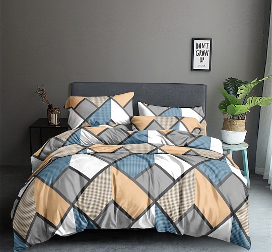 Постельное белье 1,5-спальное полисатин набивной 80г/м2, расцветка ассорти